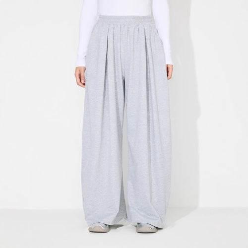 Dame brede Palazzo bukser med elastisk midjebånd og folder Skjora