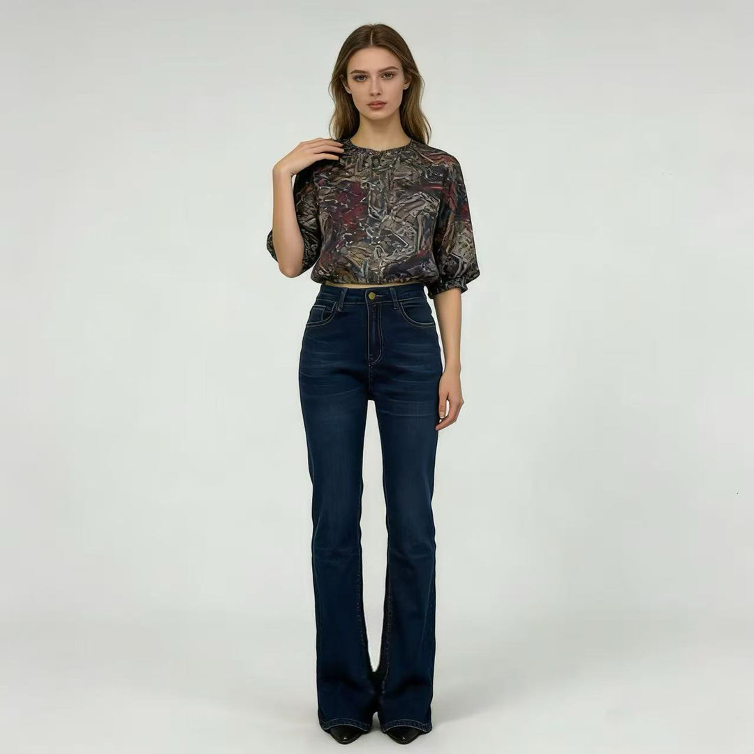 Damer høy midje bootcut jeans i elegant design Skjora