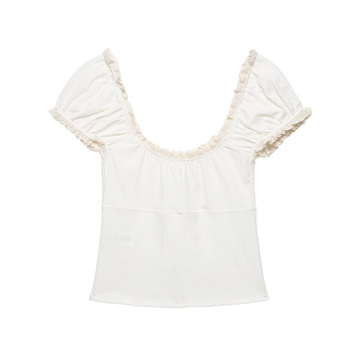 Ladies' top with elegant ruffle edge Skjora