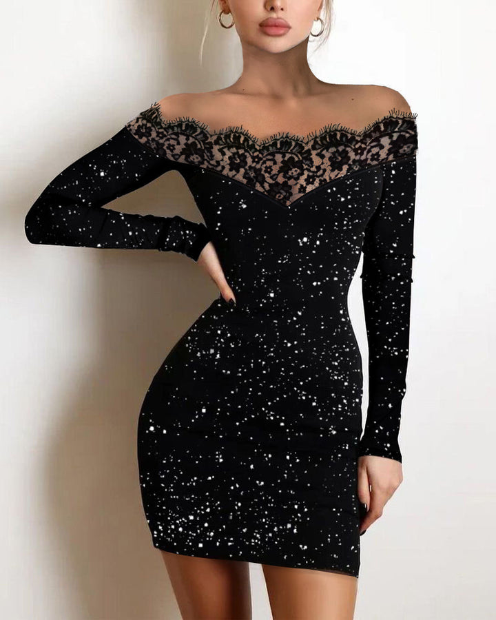 Dame Offshoulder Kjole med Spissdetaljer Skjora