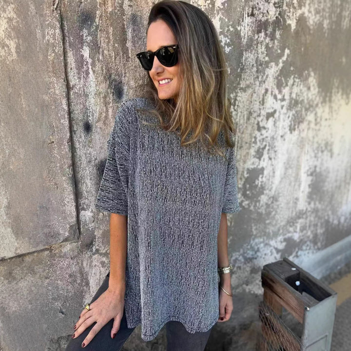 Damer Oversized T-skjorte med glitrende steiner og avslappet snitt Skjora