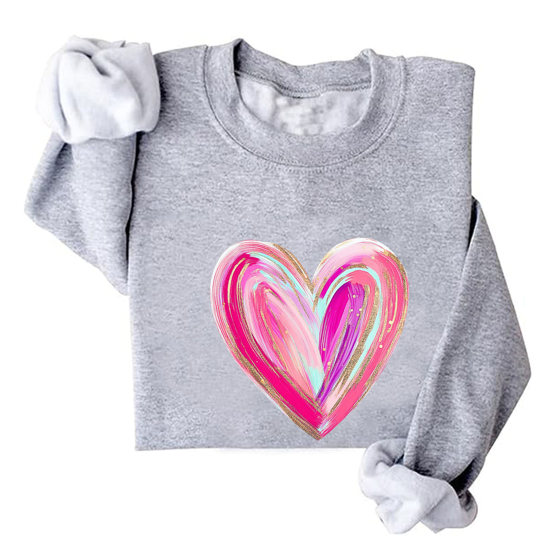 Kvinnenes sweatshirt med kreativ hjerte design Skjora
