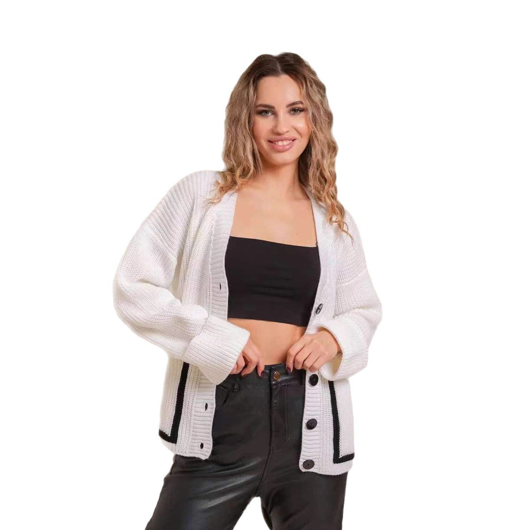 Dame cardigan med knappbar design og lommer Skjora