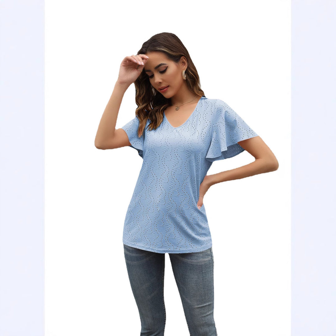 Damer stilige bluse med sommerfugl-ermer Skjora
