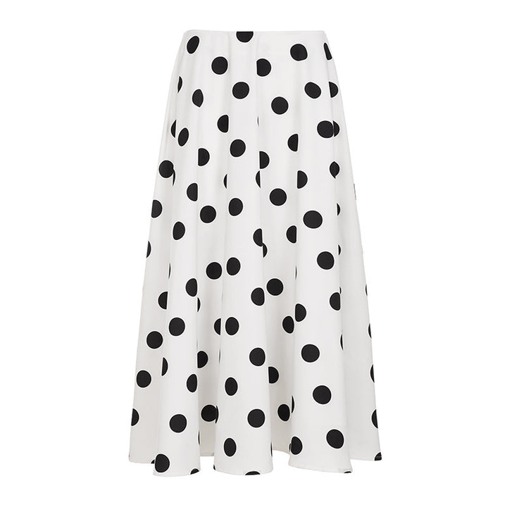 Dame Maxiskjørt i leken polka-prikkedesign Skjora
