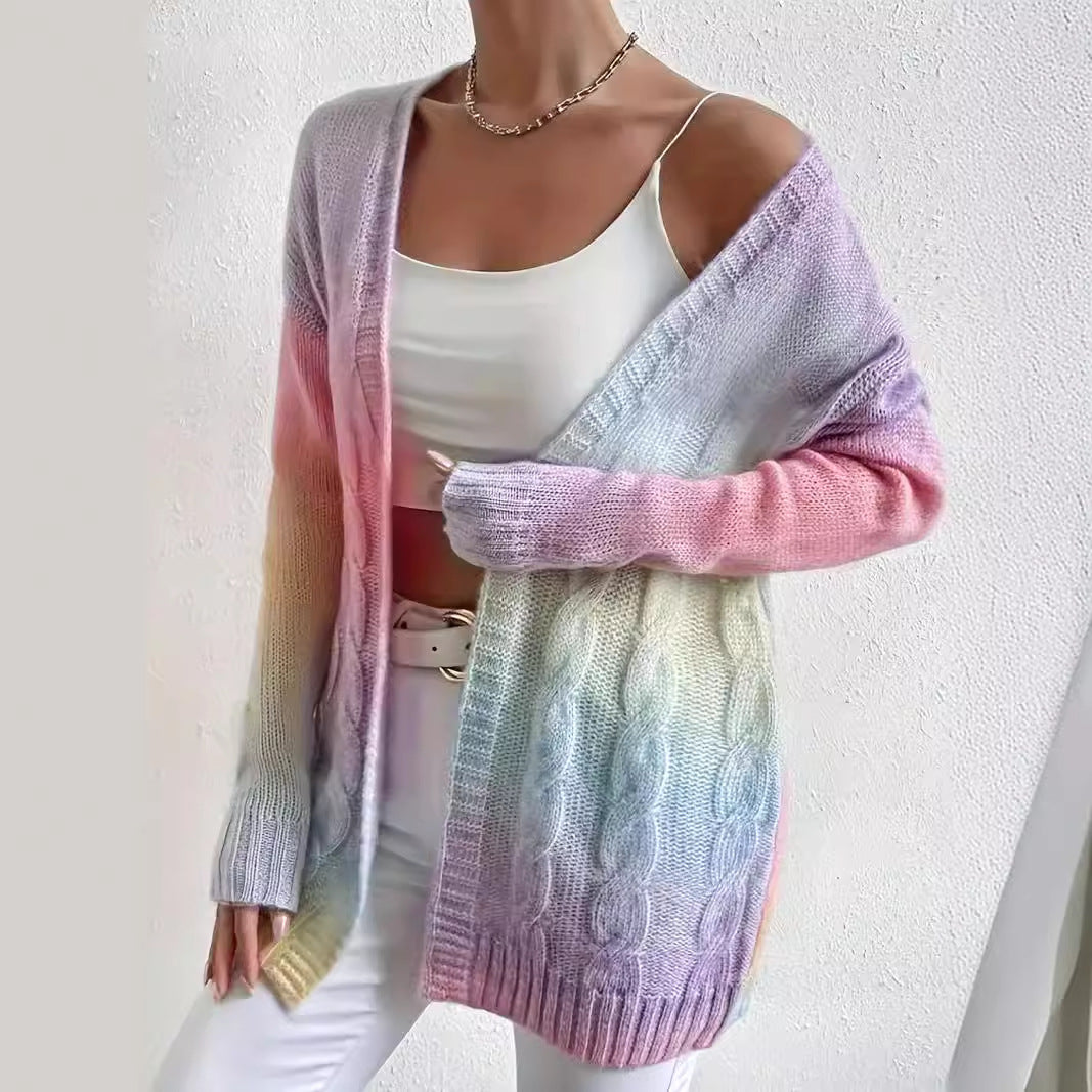 Kvinnens cardigan i moderne gradientfarger Skjora