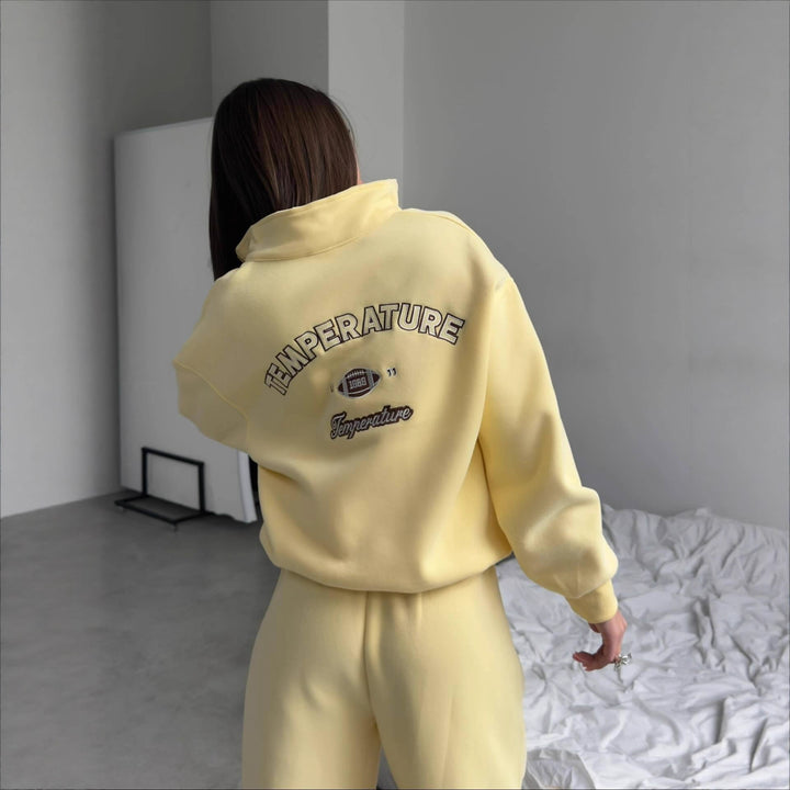 Dame casual zip genser med elastisk kant og sporty detaljer Skjora