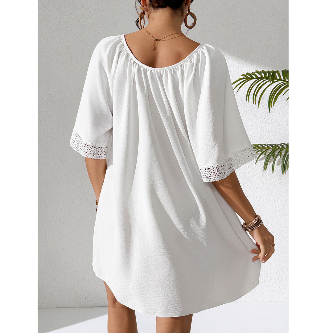 Damen luftiges Strandkleid mit verzierten Ärmeln Skjora