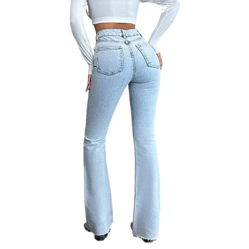 Dame Flared Jeans med høy midje og avslappet snitt Skjora