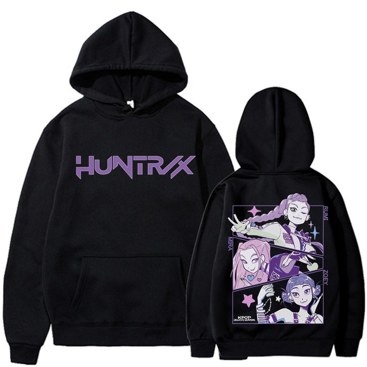 Dame het hoodie med kunstnerisk anime trykk Skjora