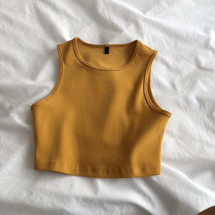 Dame crop top laget av pustende materiale med en figurnærende cut