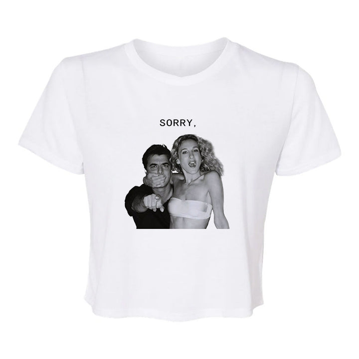 Dame avslappet cropped T-skjorte med fruktmotiv Skjora