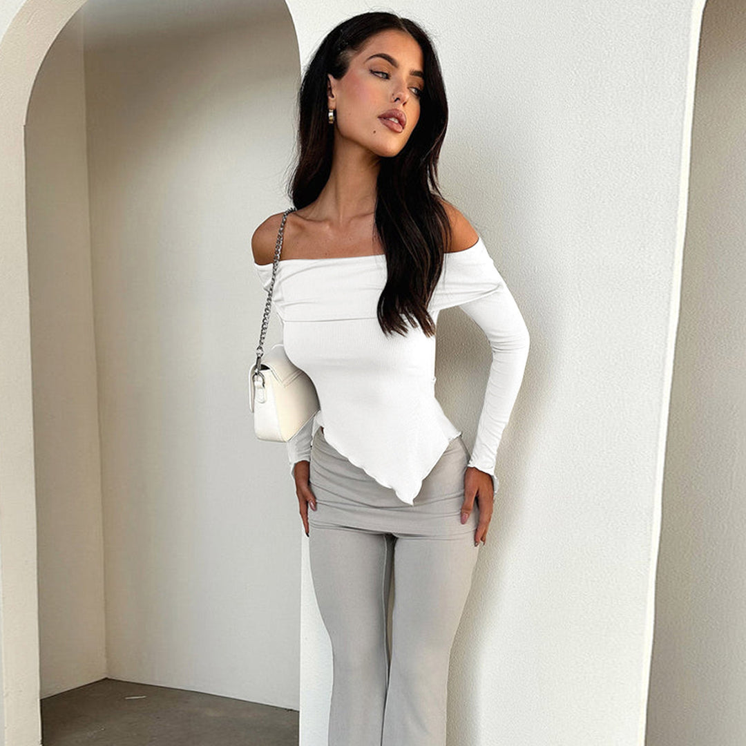 Dame Off-Shoulder skjorte med elegante trompeterm