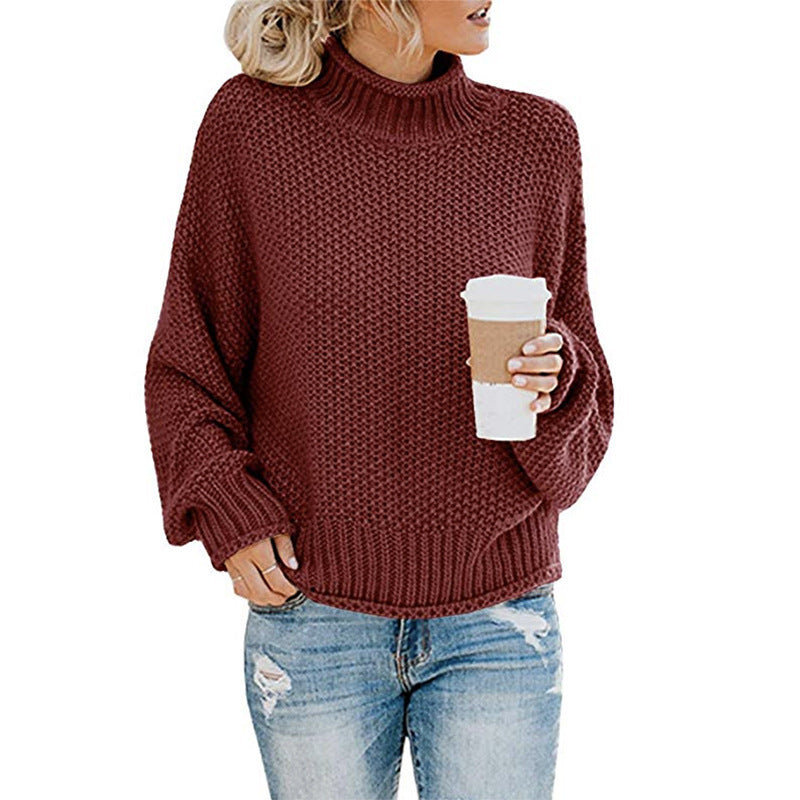 Dame chunky strikket turtleneck genser med en avslappet passform Skjora