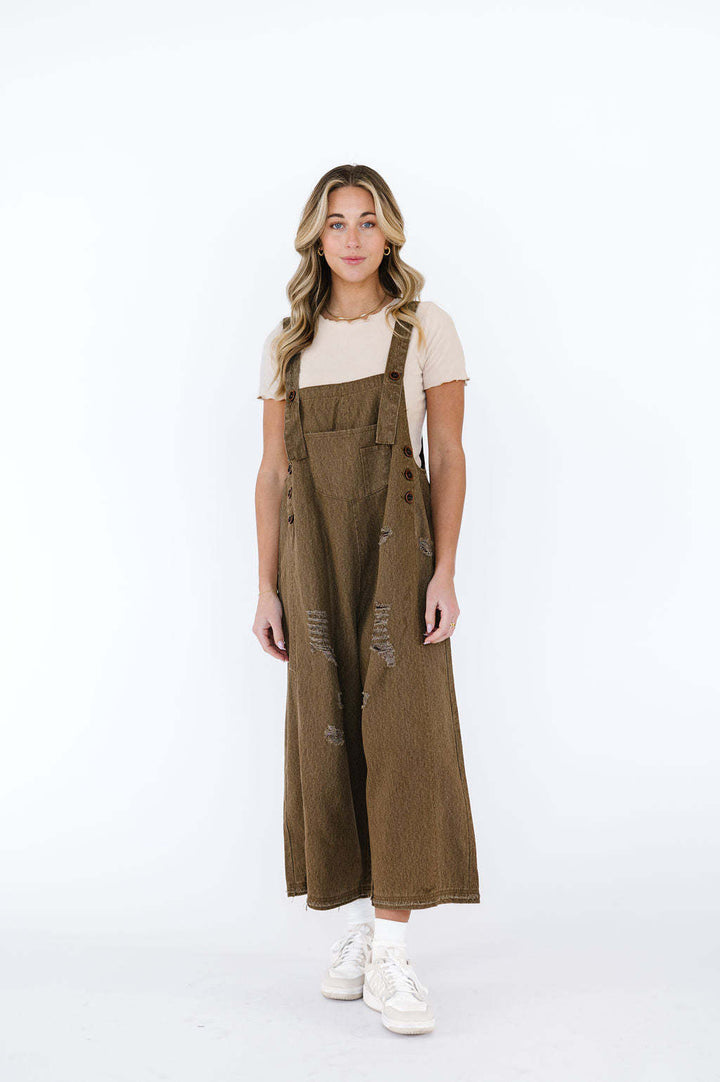 Dame casual denim overalls med trendy destroyed-detaljer Skjora