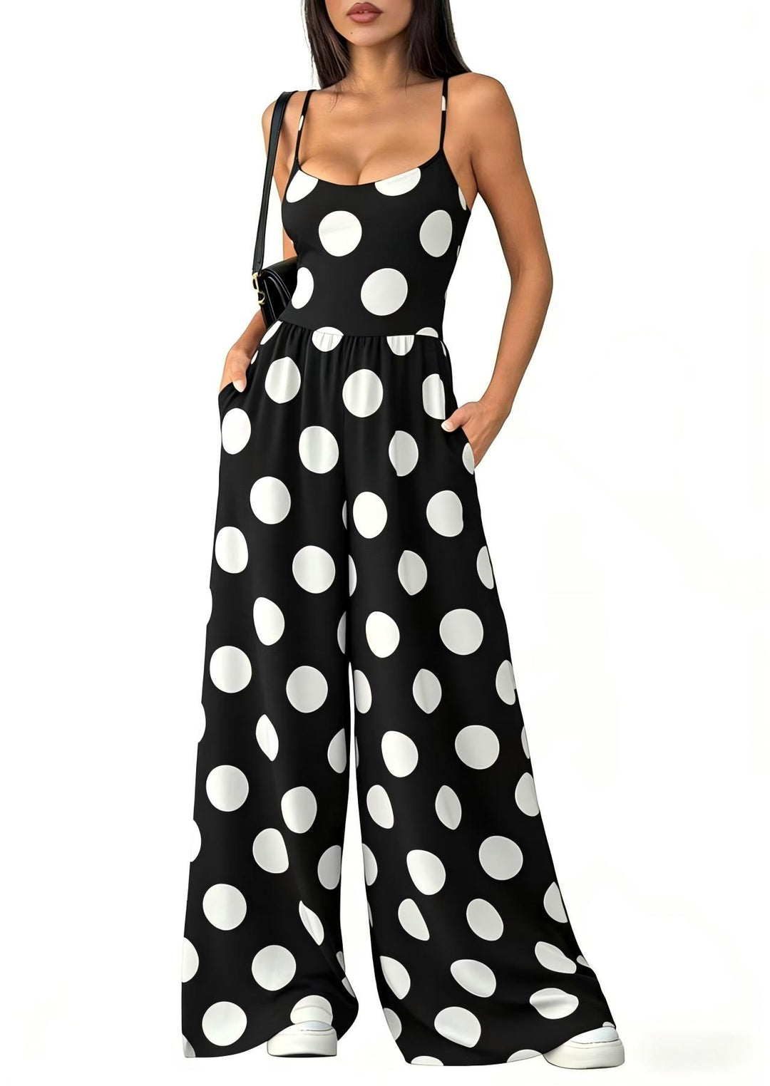 Damen Elegant Jumpsuit med geometrisk utskrift og brede ben Skjora