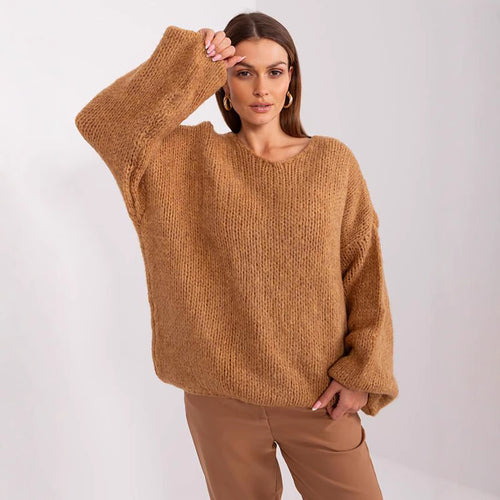 Kvinne chunky strikkegenser med oversized passform og brede ermer Skjora