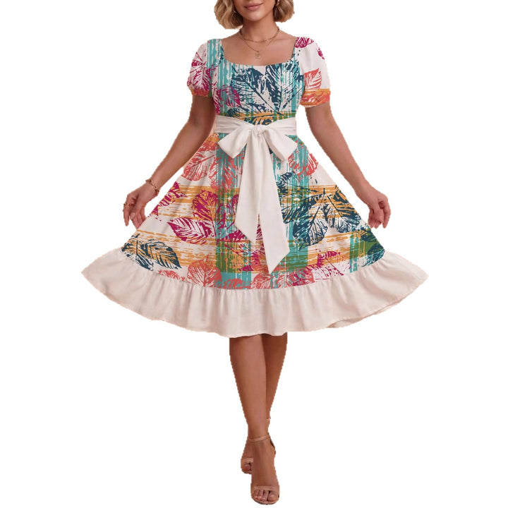 Damen Verspieltes Maxikleid mit Bärenmuster und taillierbarem Band Skjora
