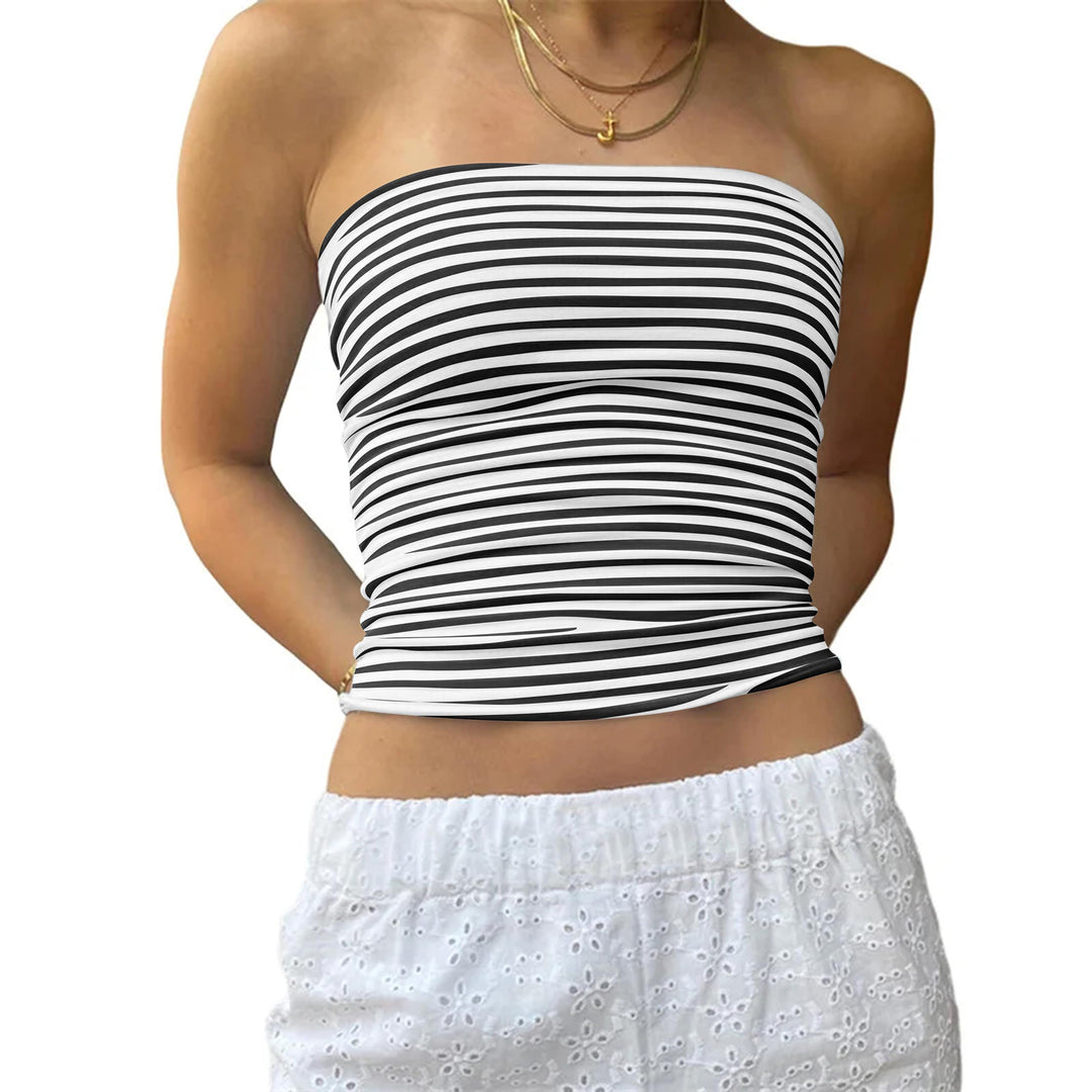 Damer Bustier-Topp med fine striper Skjora