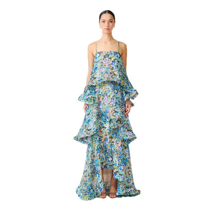 Kvinne maxi dress med volanger detaljer Skjora