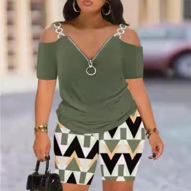 Dame Modish Jumpsuit med Off-Shoulder-utskjæring og glidelås Skjora