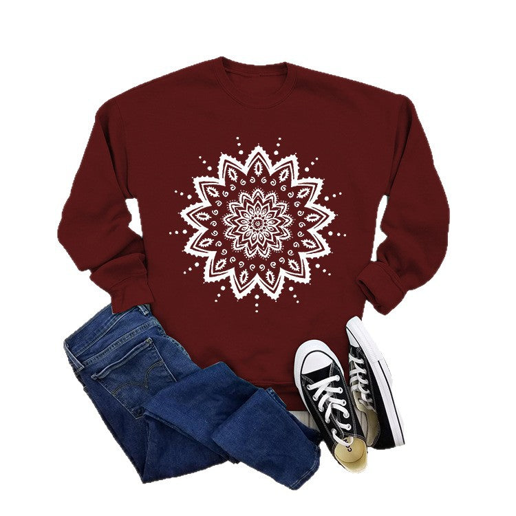 Kvinne sweatshirt med kreativ mandala design og avslappet snitt Skjora