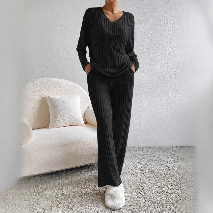 Kvinnenes avslappede loungewear-sett med ribbet tekstur Skjora