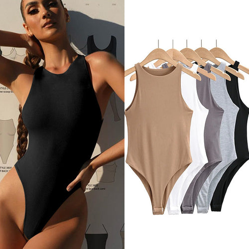 Dame sporty jumpsuit med høye benutskjæringer og rund halslinning Skjora