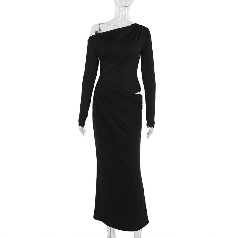 Damer elegant omslagskjole med asymmetrisk snitt og lange ermer Skjora