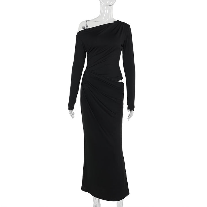 Damer elegant omslagskjole med asymmetrisk snitt og lange ermer Skjora