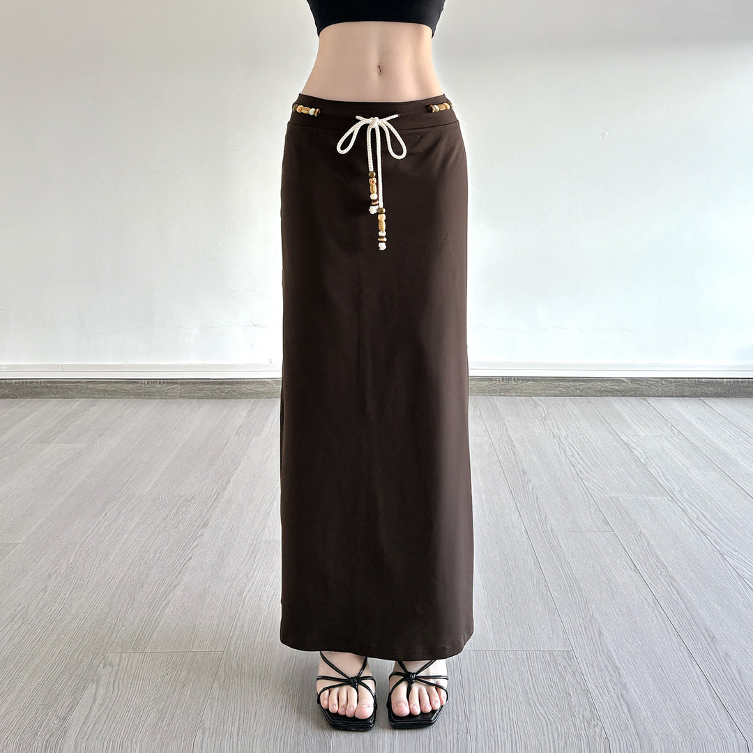 Dame Lengre Jersey-skirt med justerbar midje og lekne detaljer Skjora