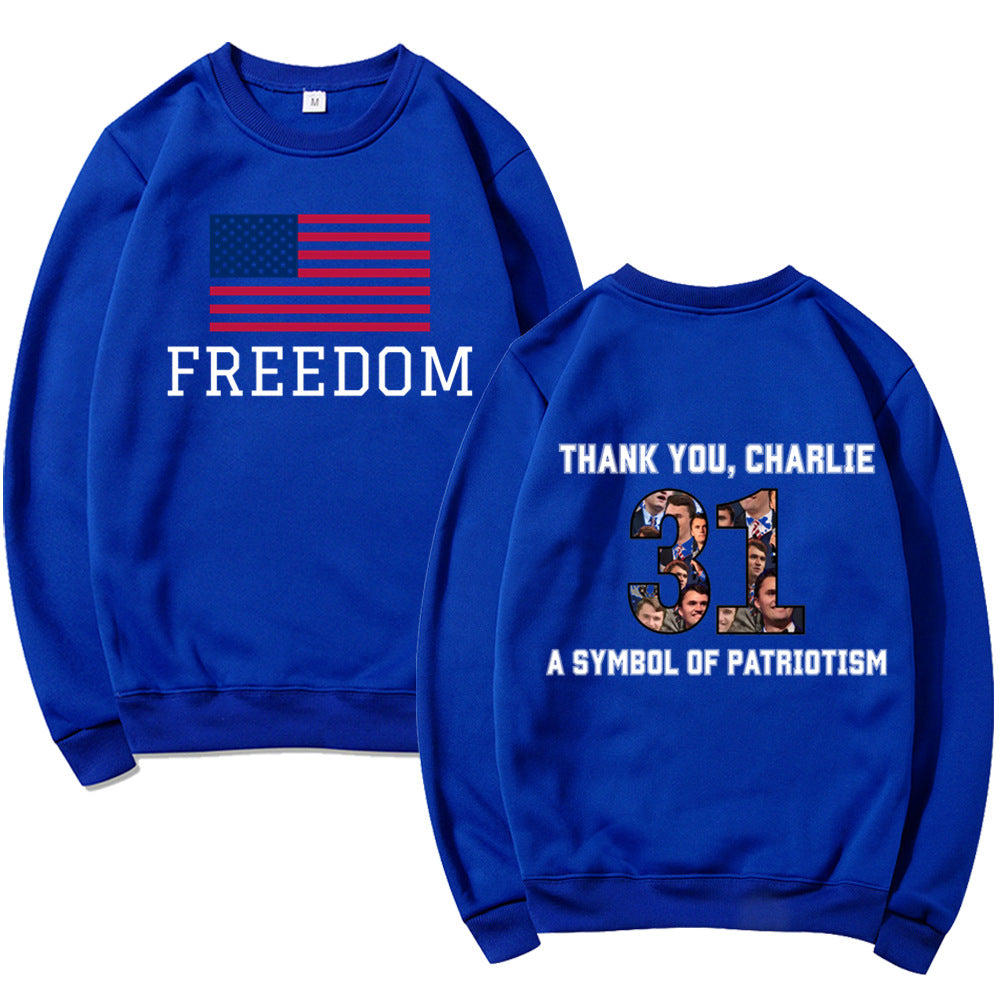 Kvinnesweatshirt med patriotisk trykk og mykt materiale Skjora