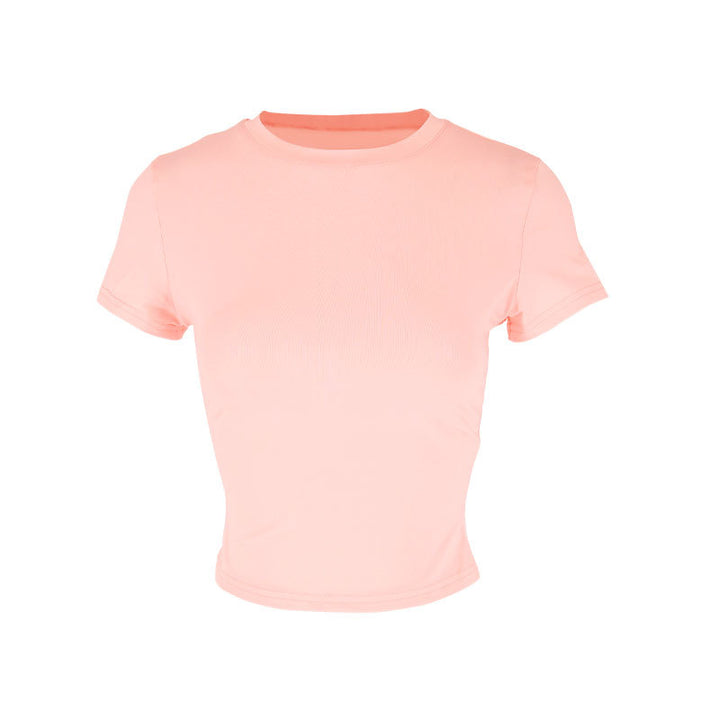 Dame figurnært Crop-Top med rund halsutskjæring og elastisk materiale Skjora