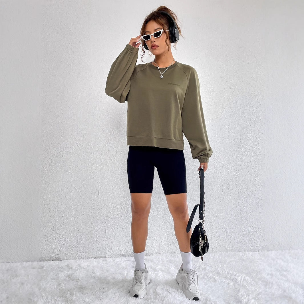 Dames uformell raglan sweatshirt med elastiske mansjetter og minimalistisk design Skjora