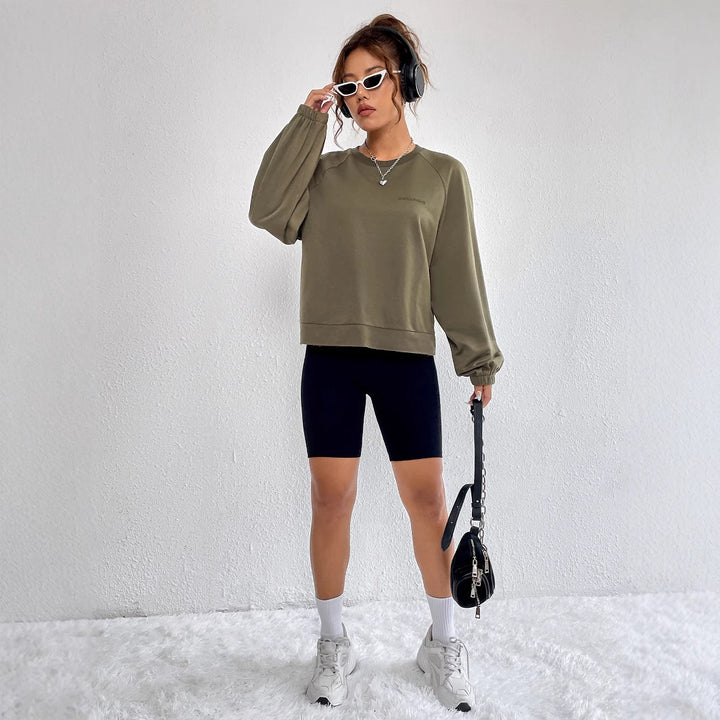 Dames uformell raglan sweatshirt med elastiske mansjetter og minimalistisk design Skjora
