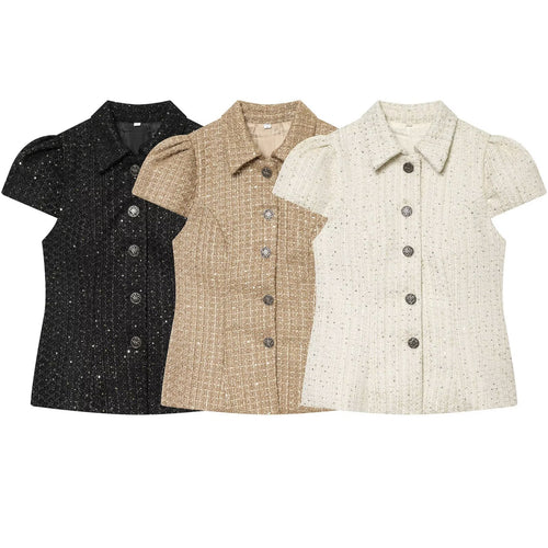 Dame moterbluse i tweed stil Skjora