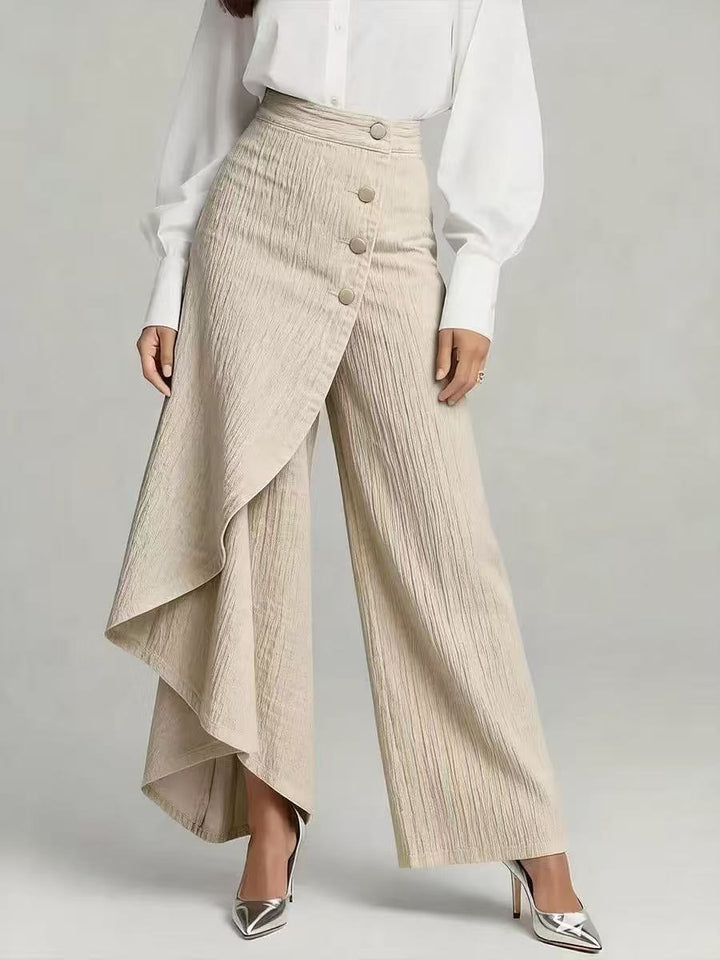 Dame Denim-skjørt med asymmetrisk snitt og knappedetaljer Skjora