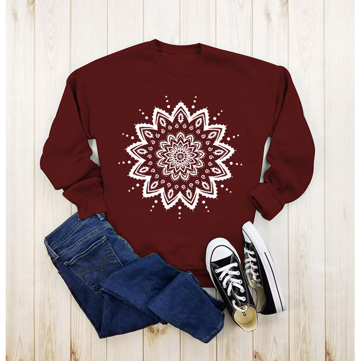 Kvinne sweatshirt med kreativ mandala design og avslappet snitt Skjora