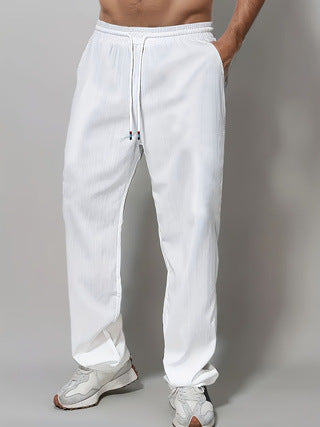 Herre Sporty Avslappet Passform Joggebukser med Elastisk Liv og Sidelommer Skjora