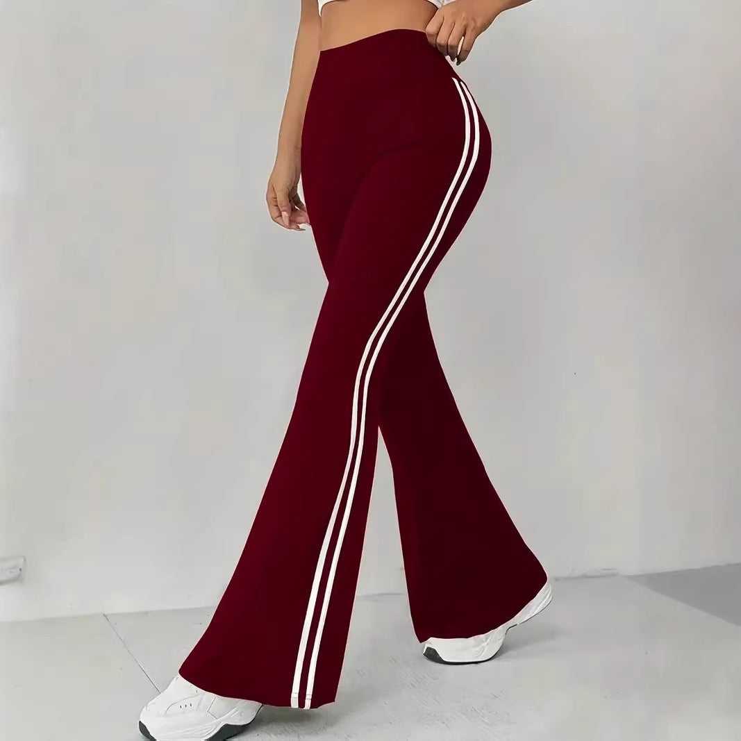 Bootcut sport leggings for women with stripes Skjora
