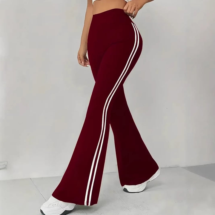 Bootcut sport leggings for women with stripes Skjora