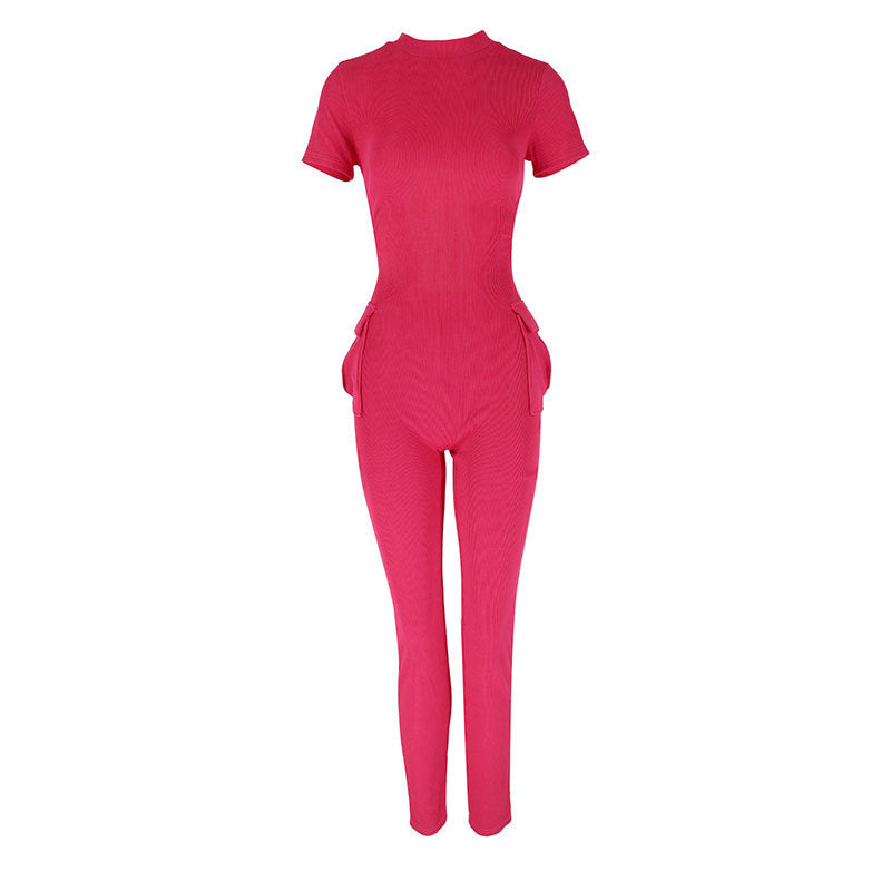 Damer figurtilpasset jumpsuit med høy krage og sidelommer Skjora