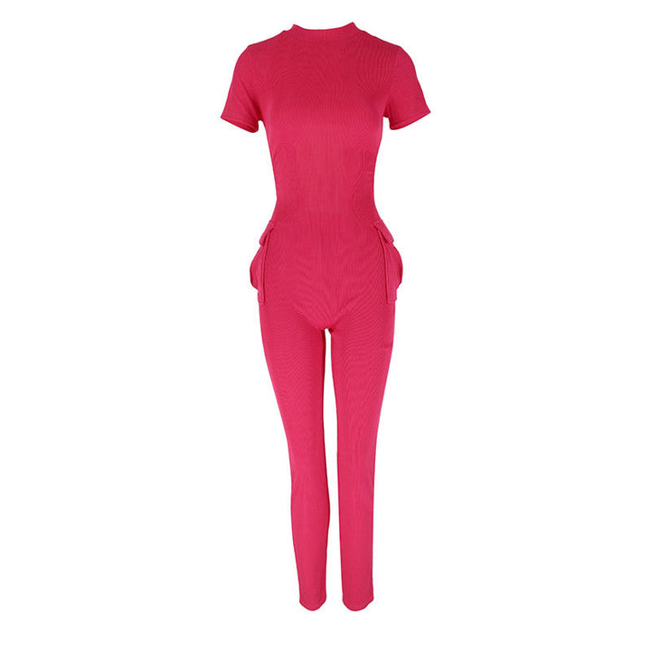 Damer figurtilpasset jumpsuit med høy krage og sidelommer Skjora
