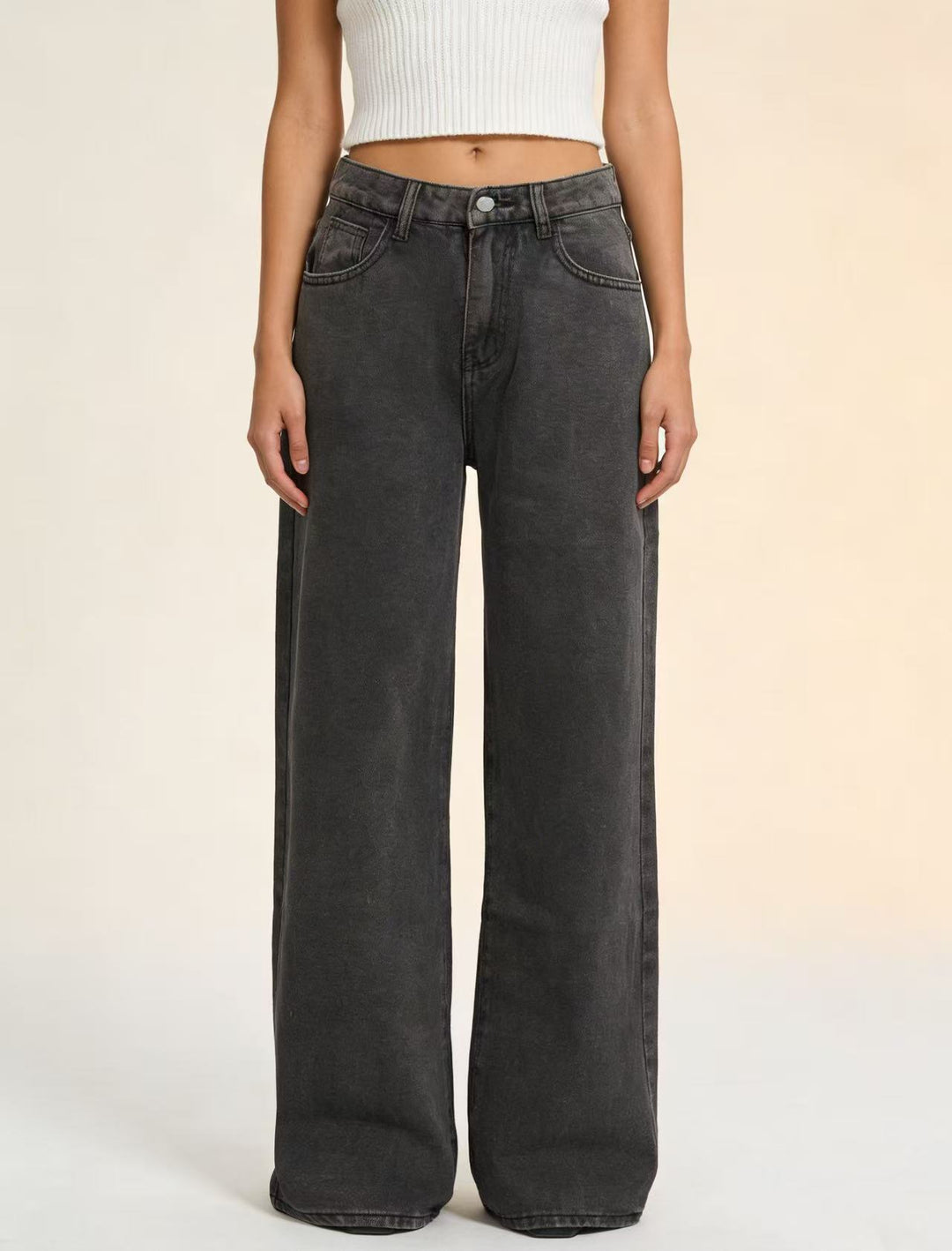 Women's baggy denim jeans with vintage wash and high waist Skjora