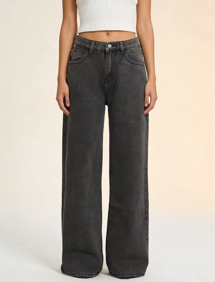 Women's baggy denim jeans with vintage wash and high waist Skjora