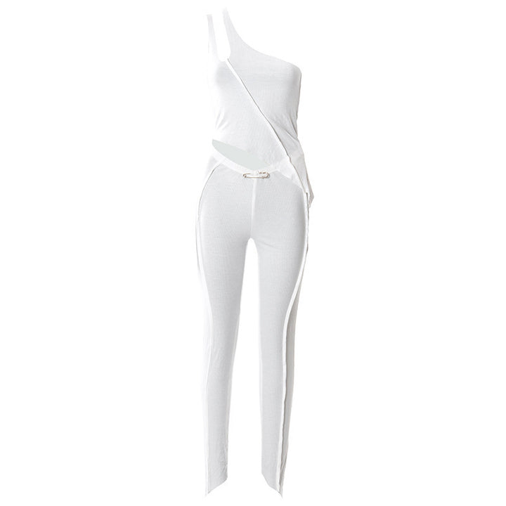 Dame asymmetrisk jumpsuit med moderne cut-out og elegant midjeform Skjora