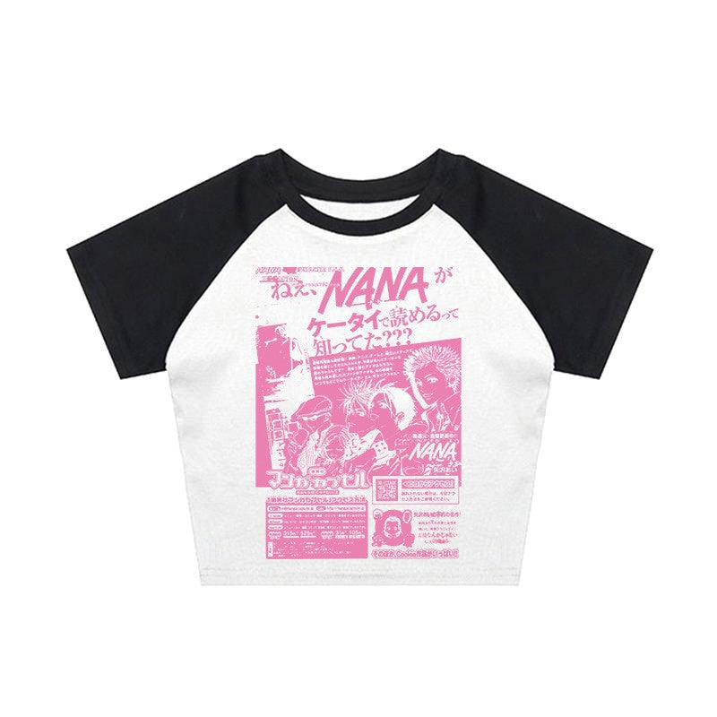 Damer Crop-Top med kreativ grafisk trykk Skjora