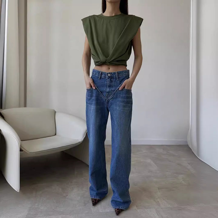 Dame Løst snittet jeansbukse med unikt design Skjora