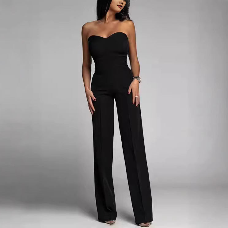 Dame elegant jumpsuit med av-skulder design og bred ben Skjora