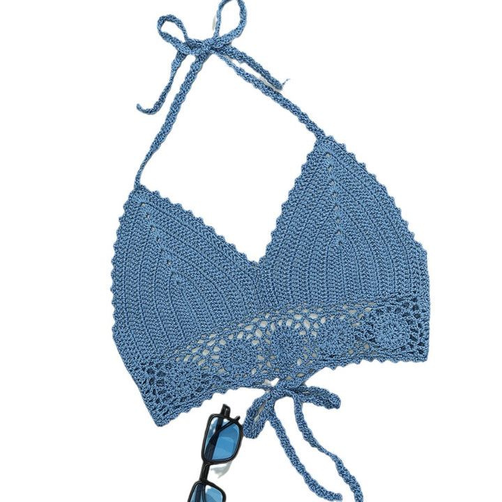 Damen Häkel-Bikinioberteil mit verstellbaren Trägern und Spitzenakzenten Skjora